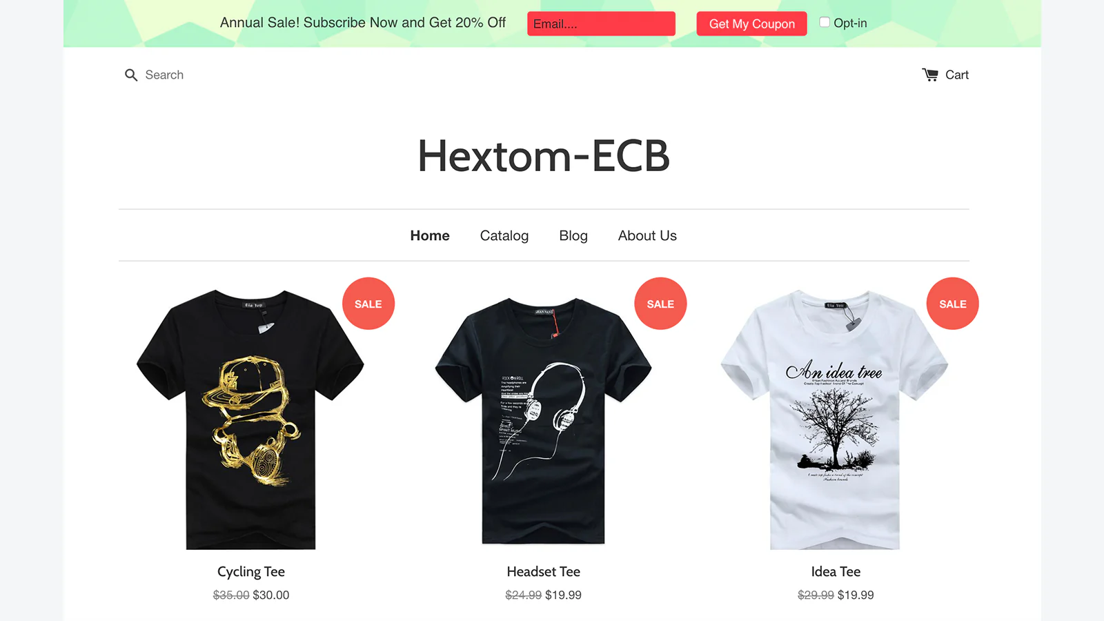 Shopify App Email Collection Bar par Hextom Développer la liste d'e-mails des clients L