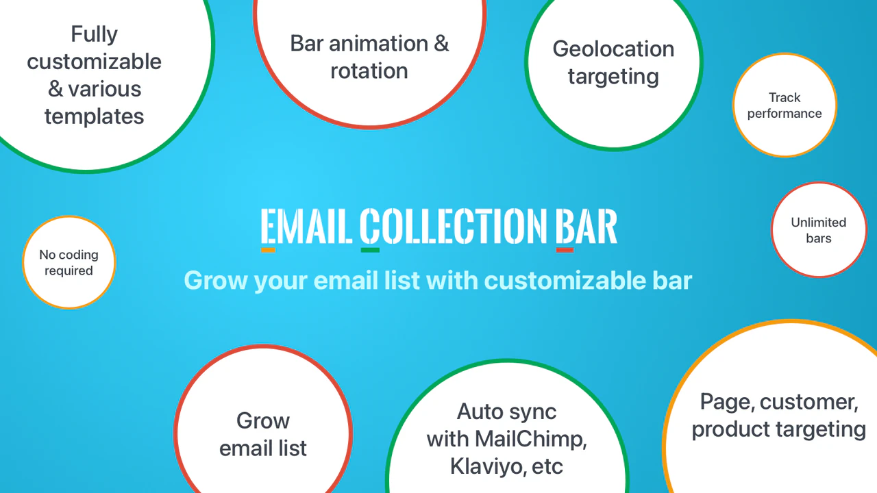 Email Collection Bar par Hextom - Shopify App développe la liste d'e-mails