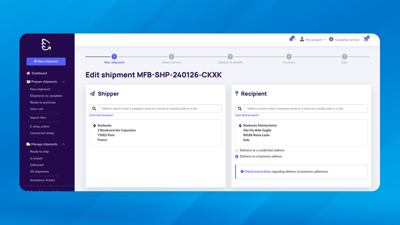 Make a shipment - Define shipment criteria