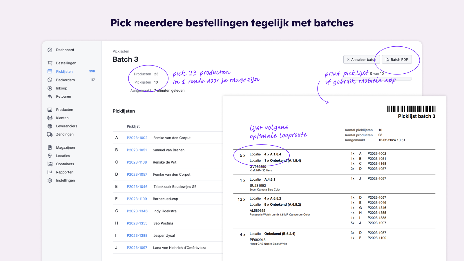 Pick meerdere bestellingen tegelijk met batches