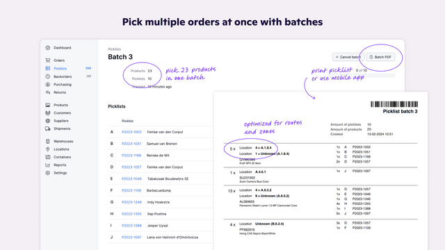 Pick multiple orders at once with batches