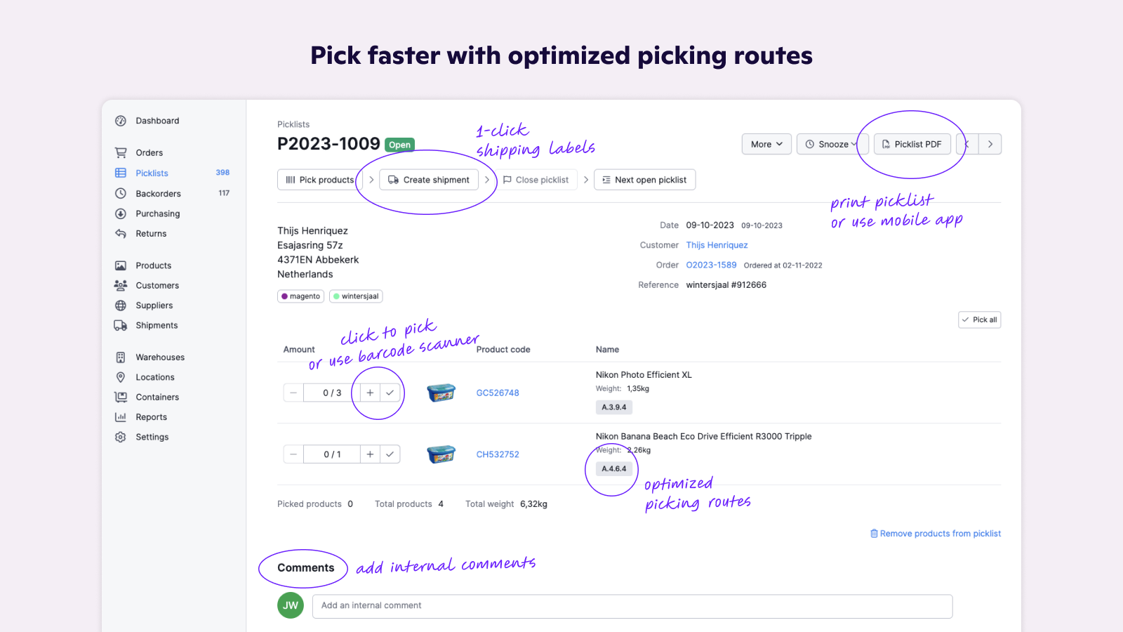 Pick faster with optimized picking routes