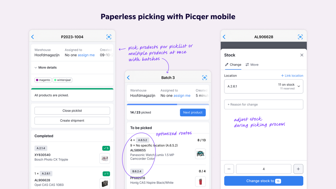 Prélèvement sans papier avec Picqer Mobile