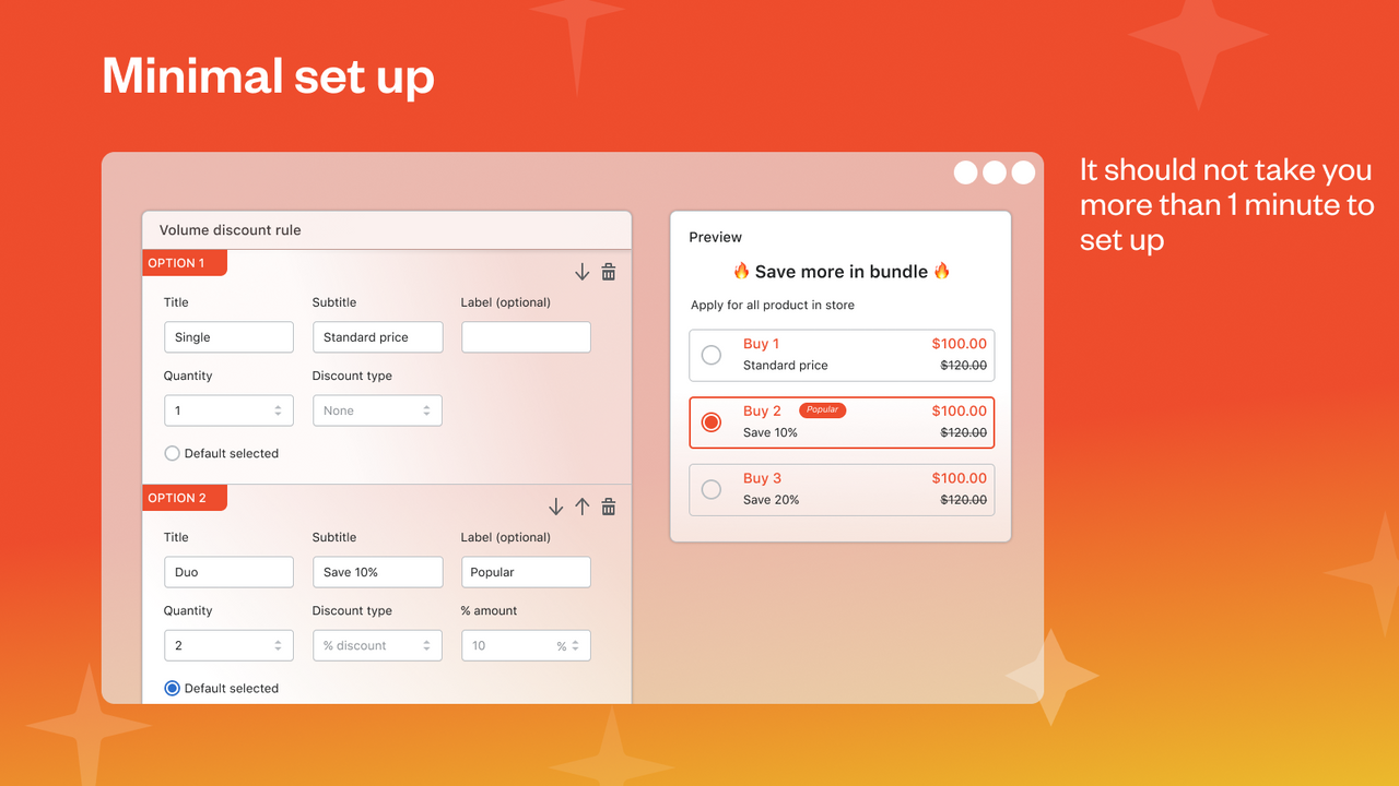 Configuración mínima de descuento de paquete