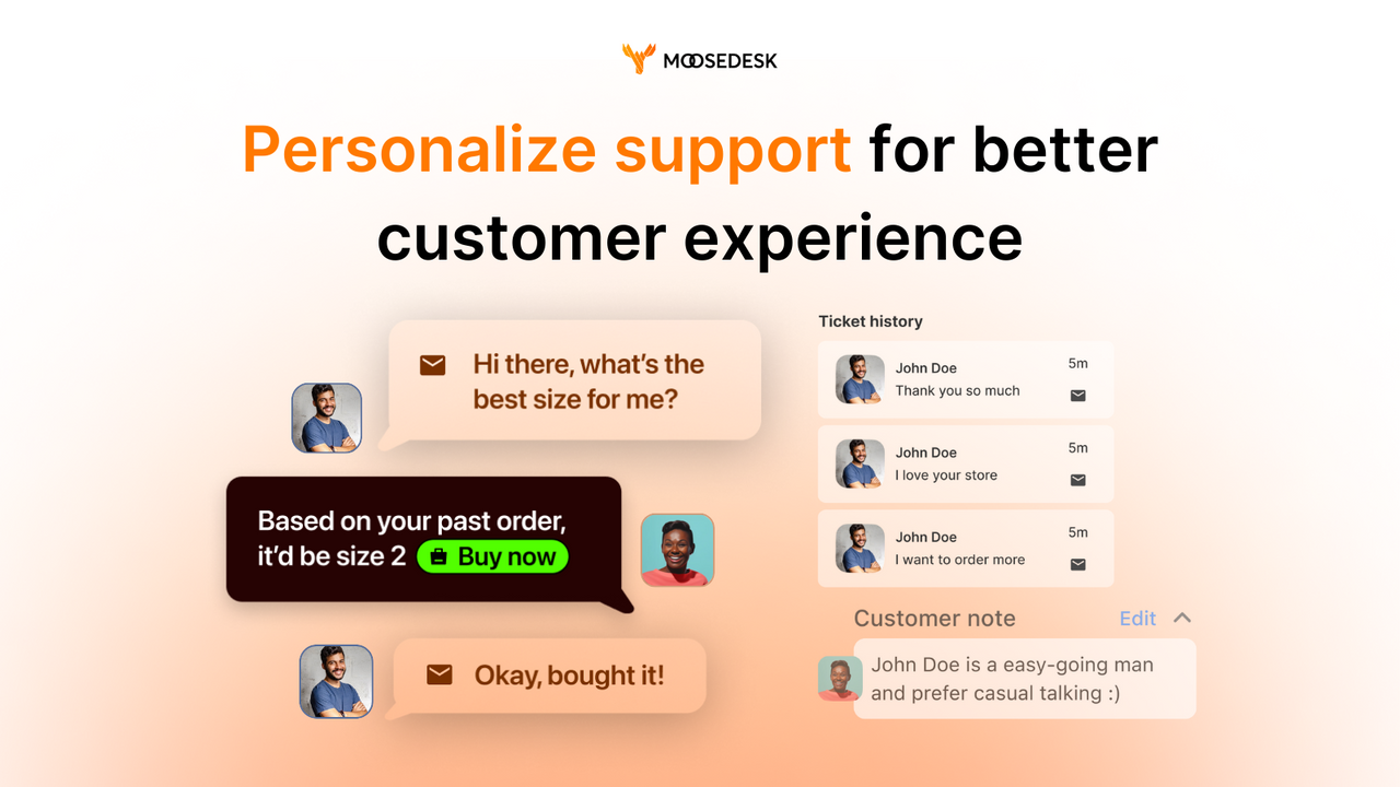 Pedido y nota del cliente de MooseDesk