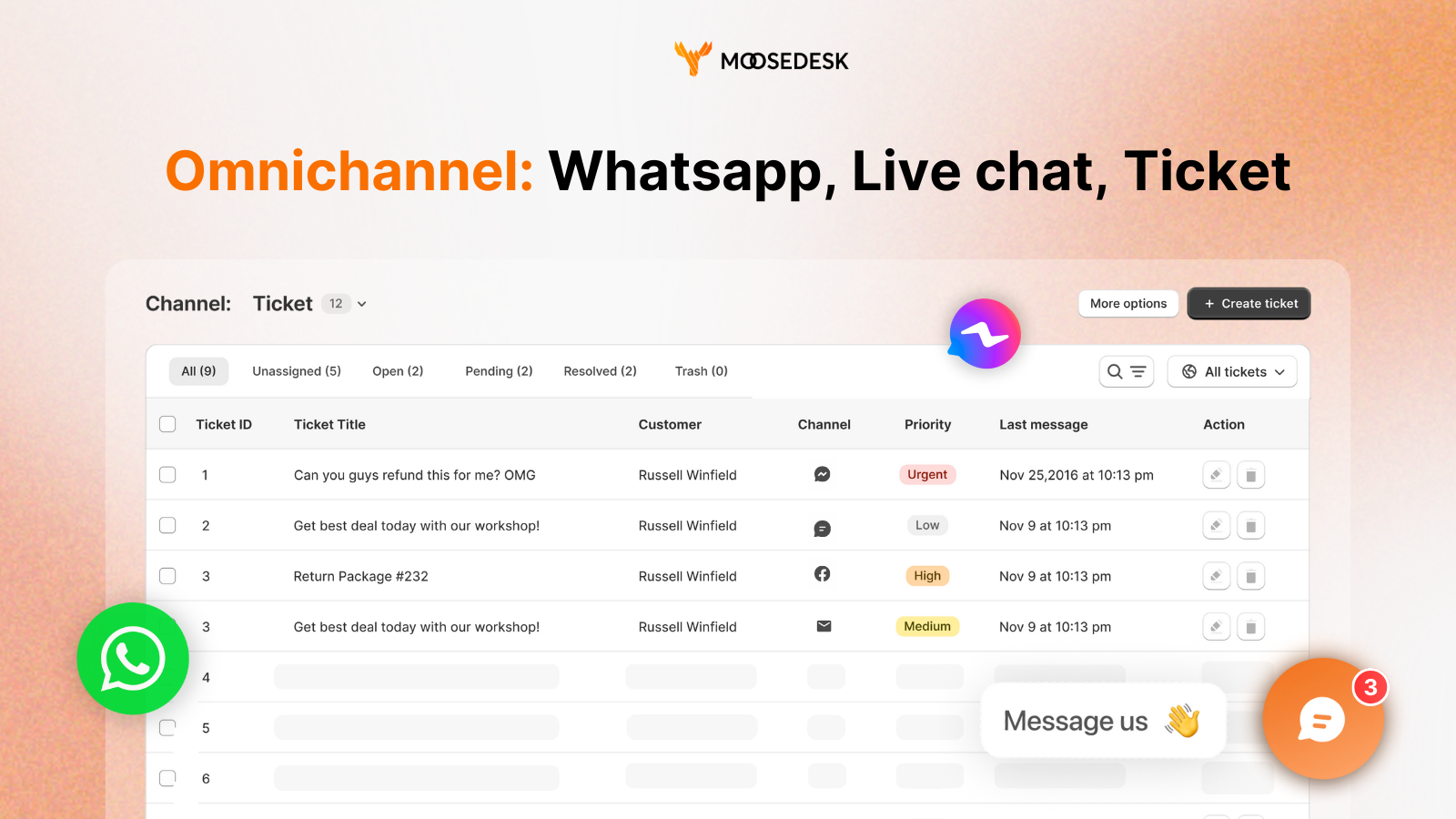 MooseDesk omnikanal whatsapp messenger