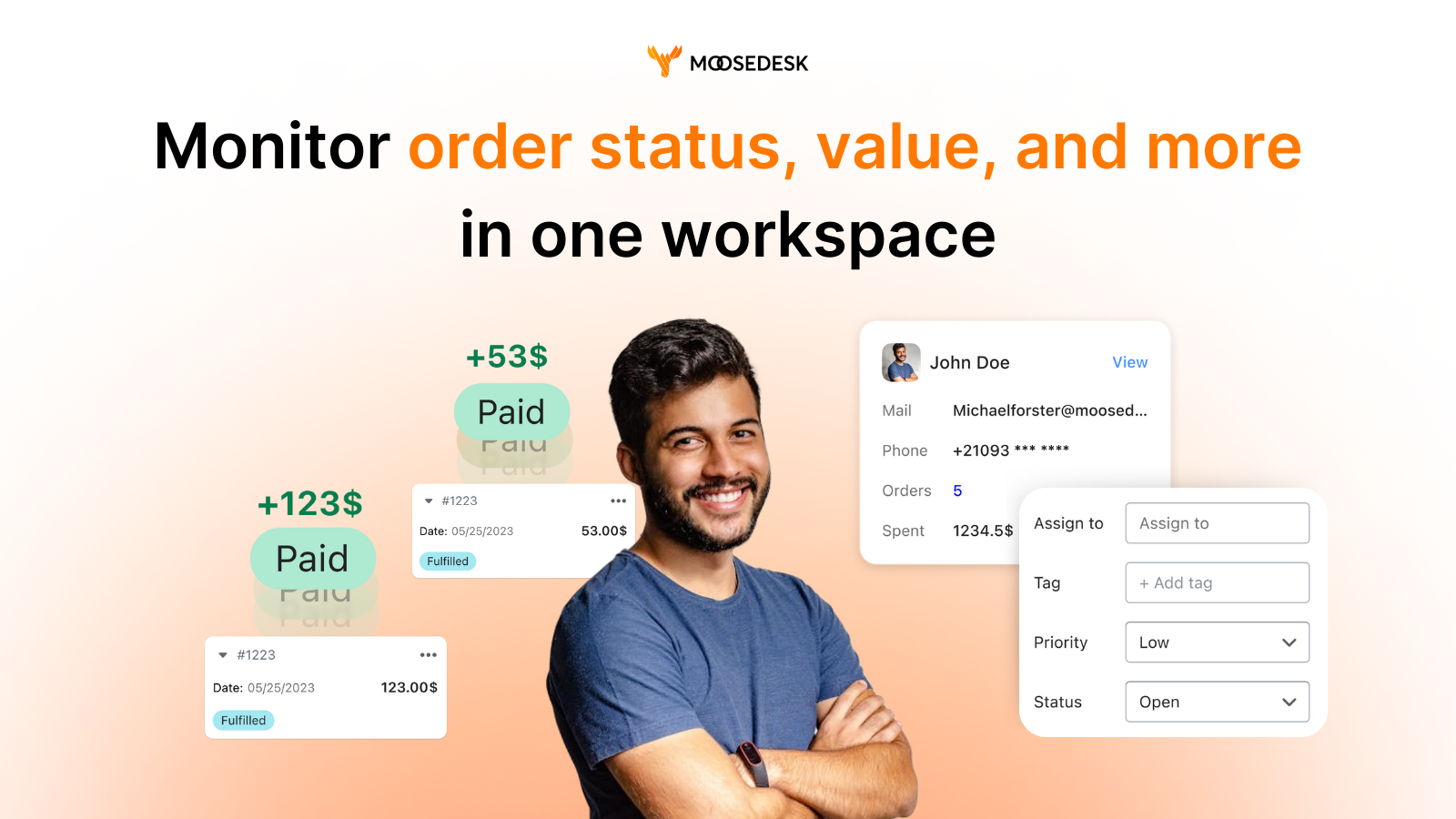 MooseDesk customer order value order status