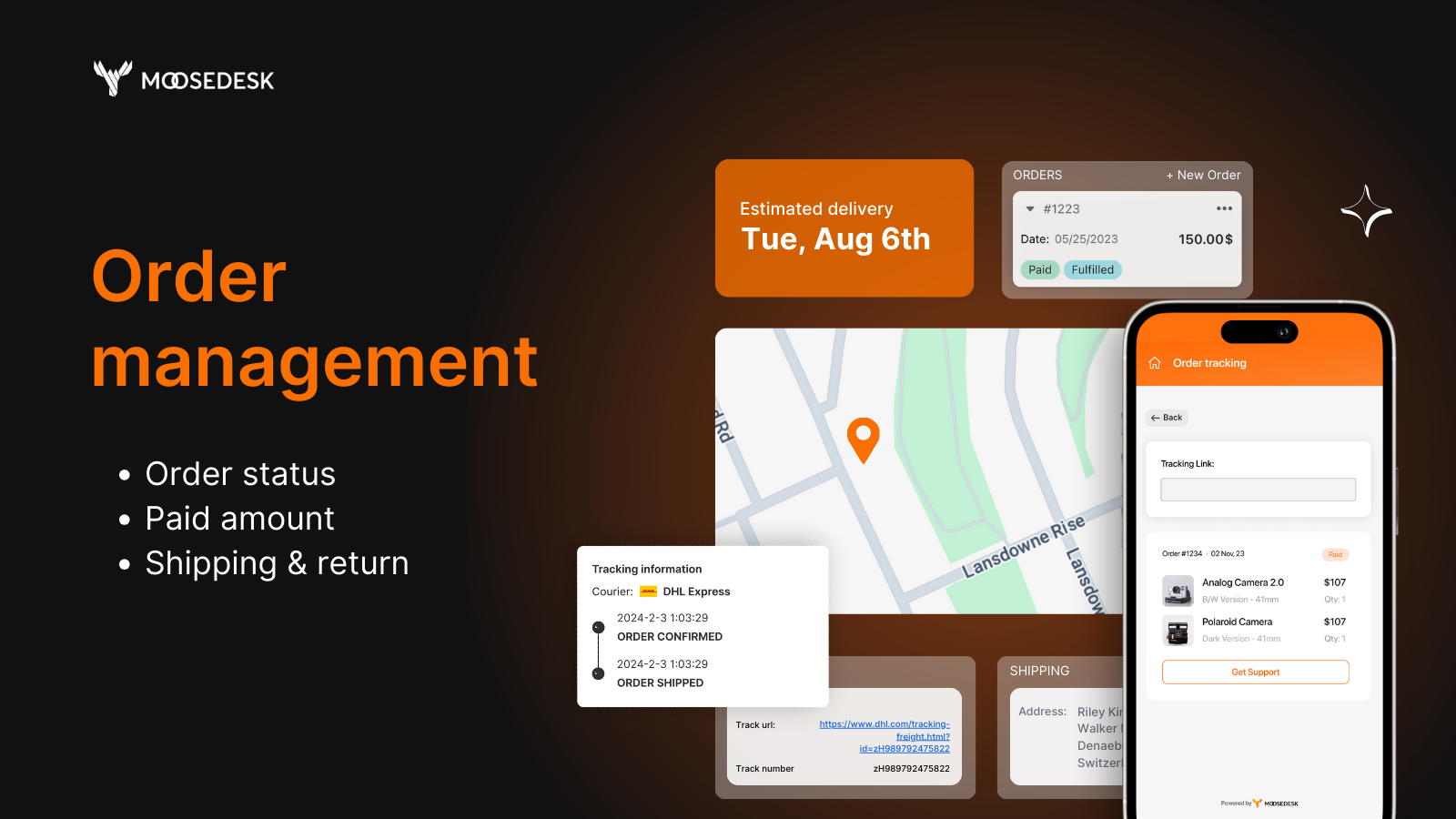 MooseDesk customer order management order tracking