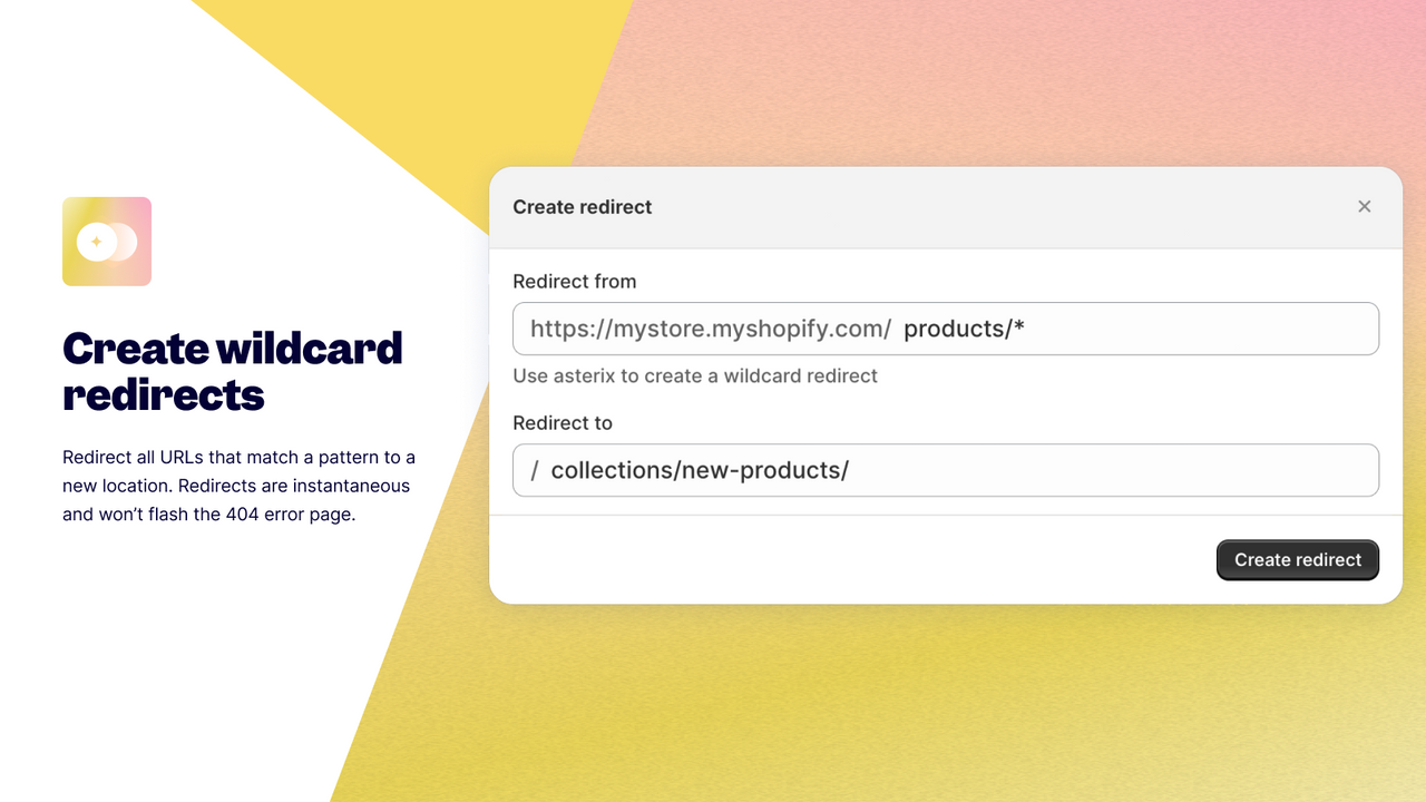 Wildcard redirects for Shopify