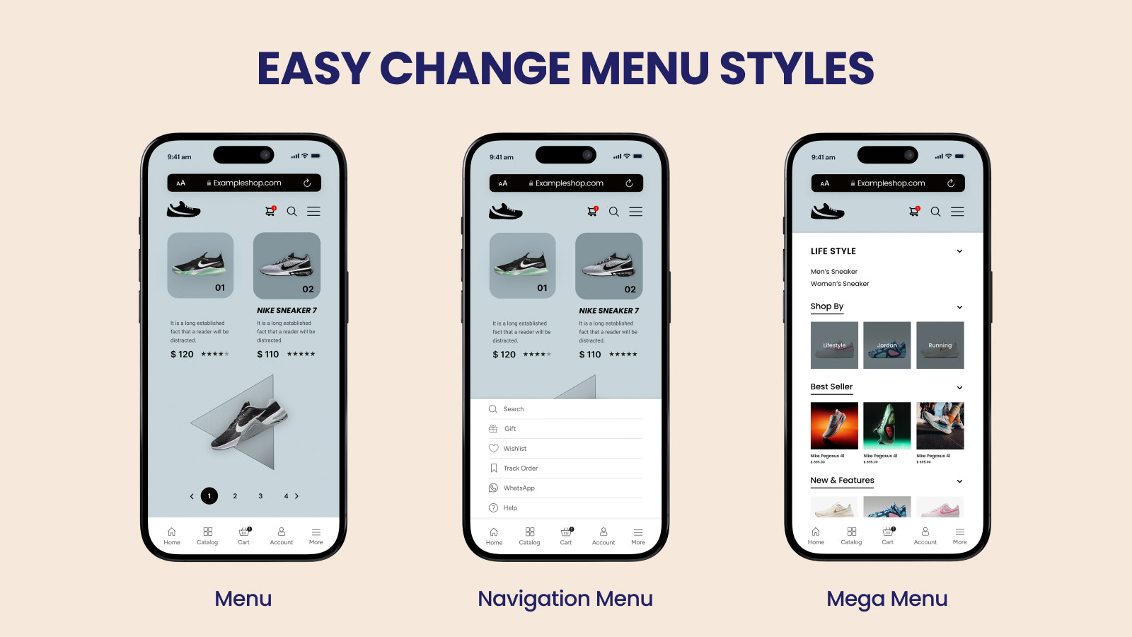 Styles de menu de Navigo