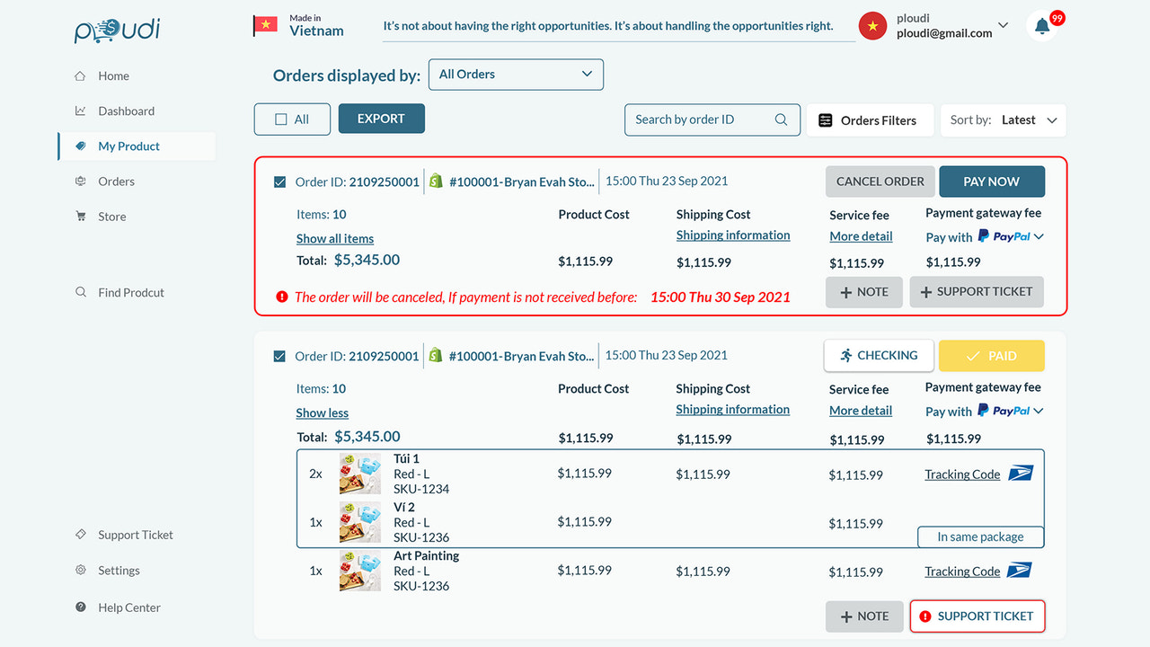 Ploudi Order list management