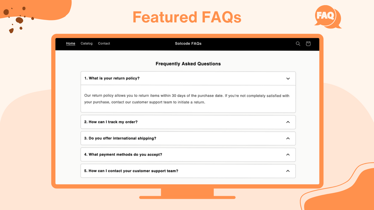 FAQ Page, Product FAQs SOLCODE Screenshot