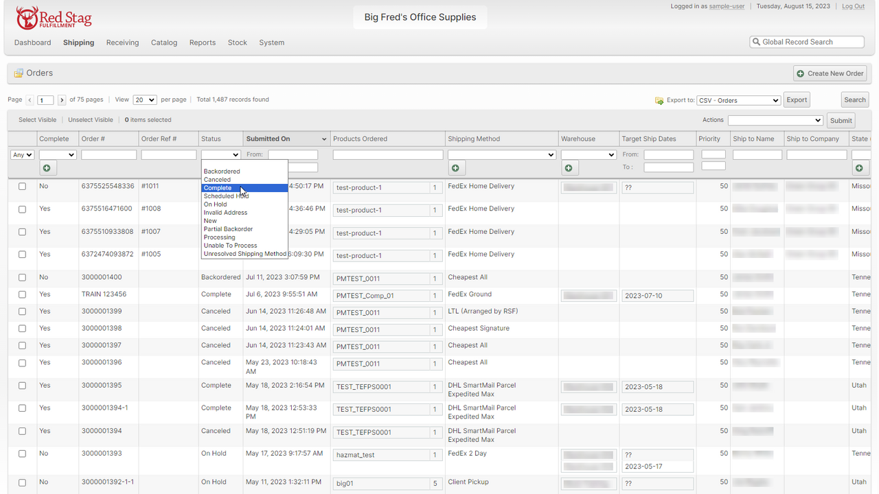 Gestion des commandes