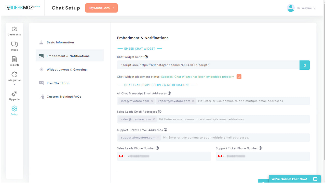 Configuración de DeskMoz