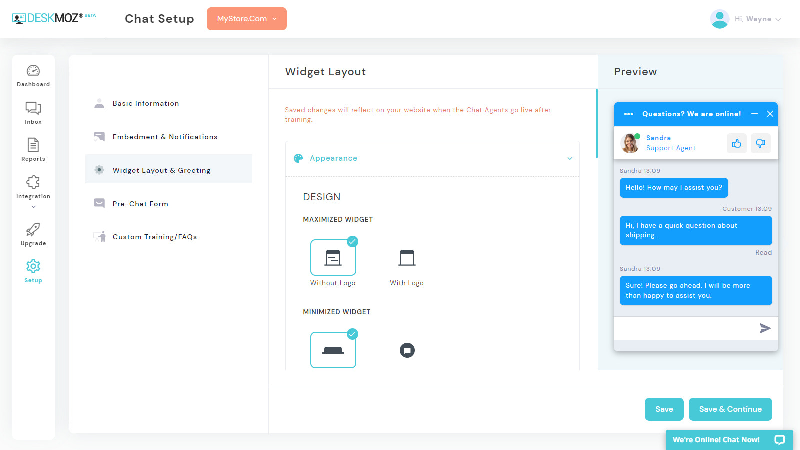 Configuración de DeskMoz 2