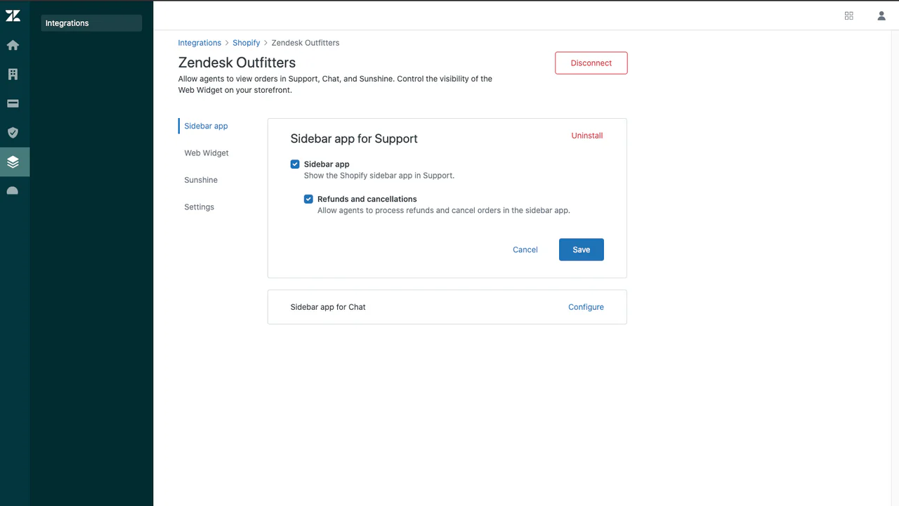 Configuración de la aplicación Zendesk en el Centro de Administración de Zendesk