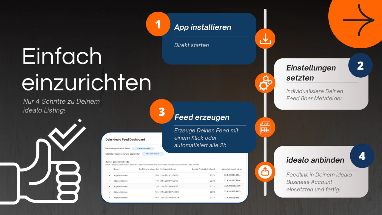 Einrichtung idealo - 4 Schritte