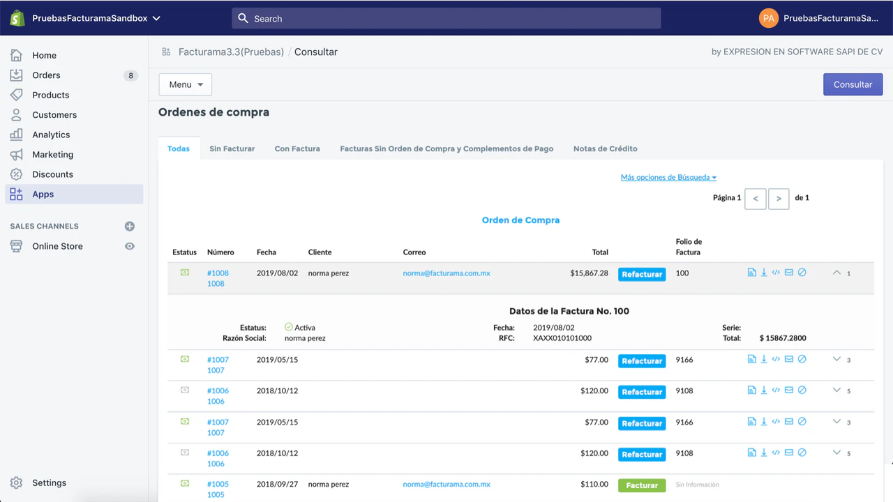 Todas tus ordenes de compra organizadas en un dashboard