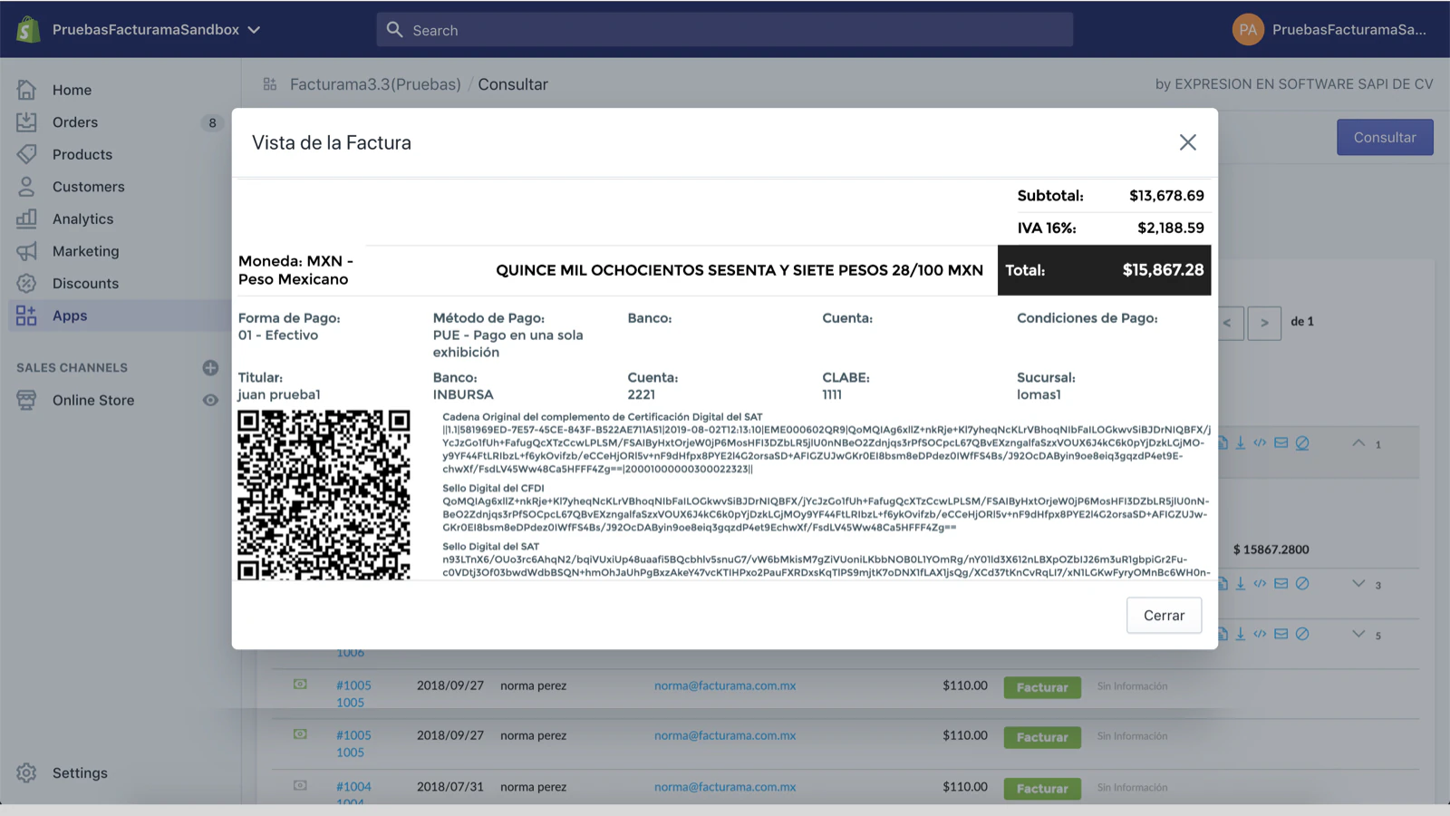 Kontroller PDF- og XML-filerne for hver faktura