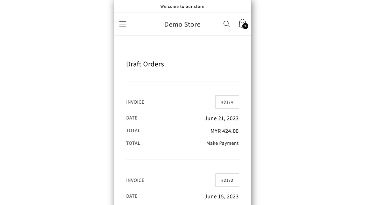 Allow customers to view and pay draft orders, on mobile