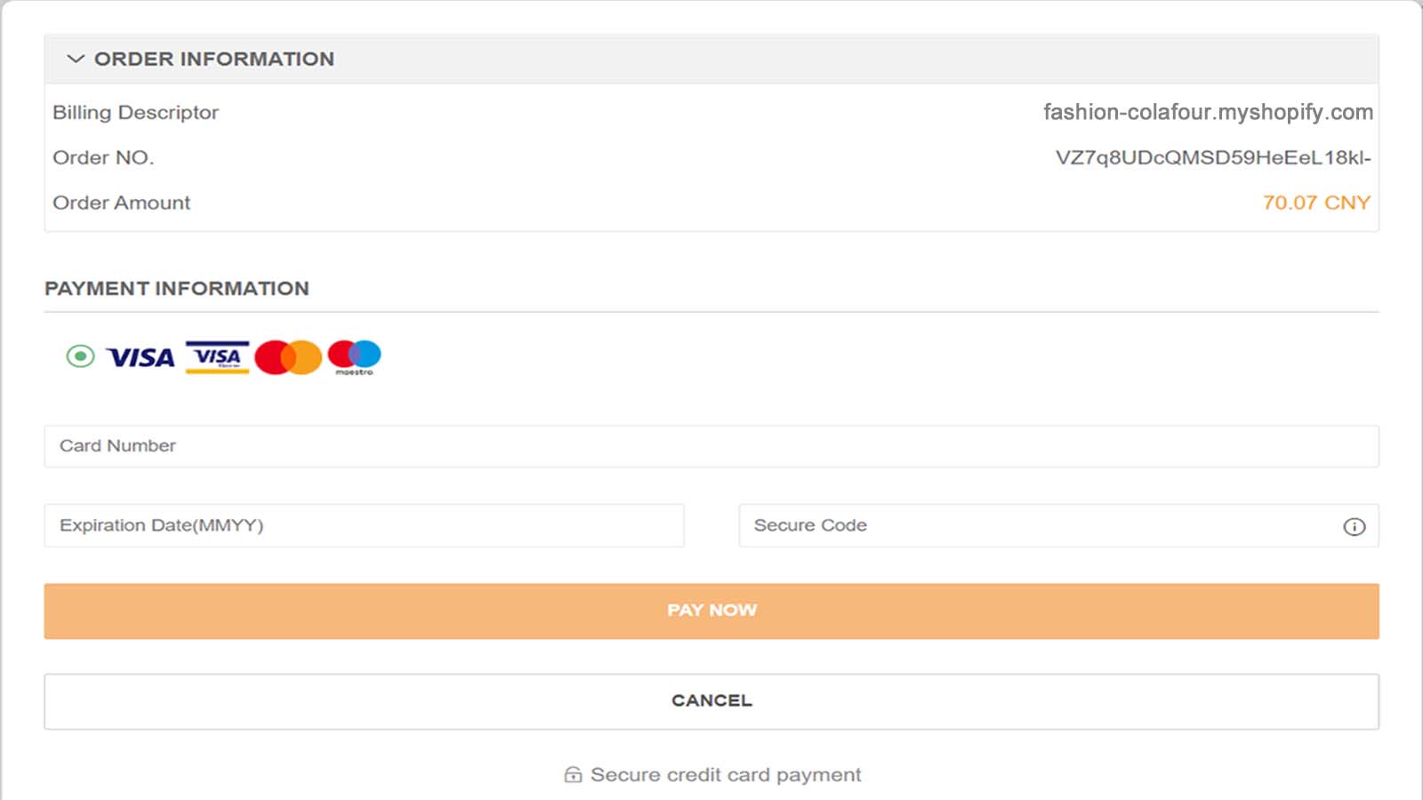 The payment page is encrypted to ensure the security of payment.