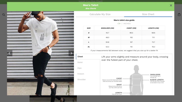 Modal Size Charts