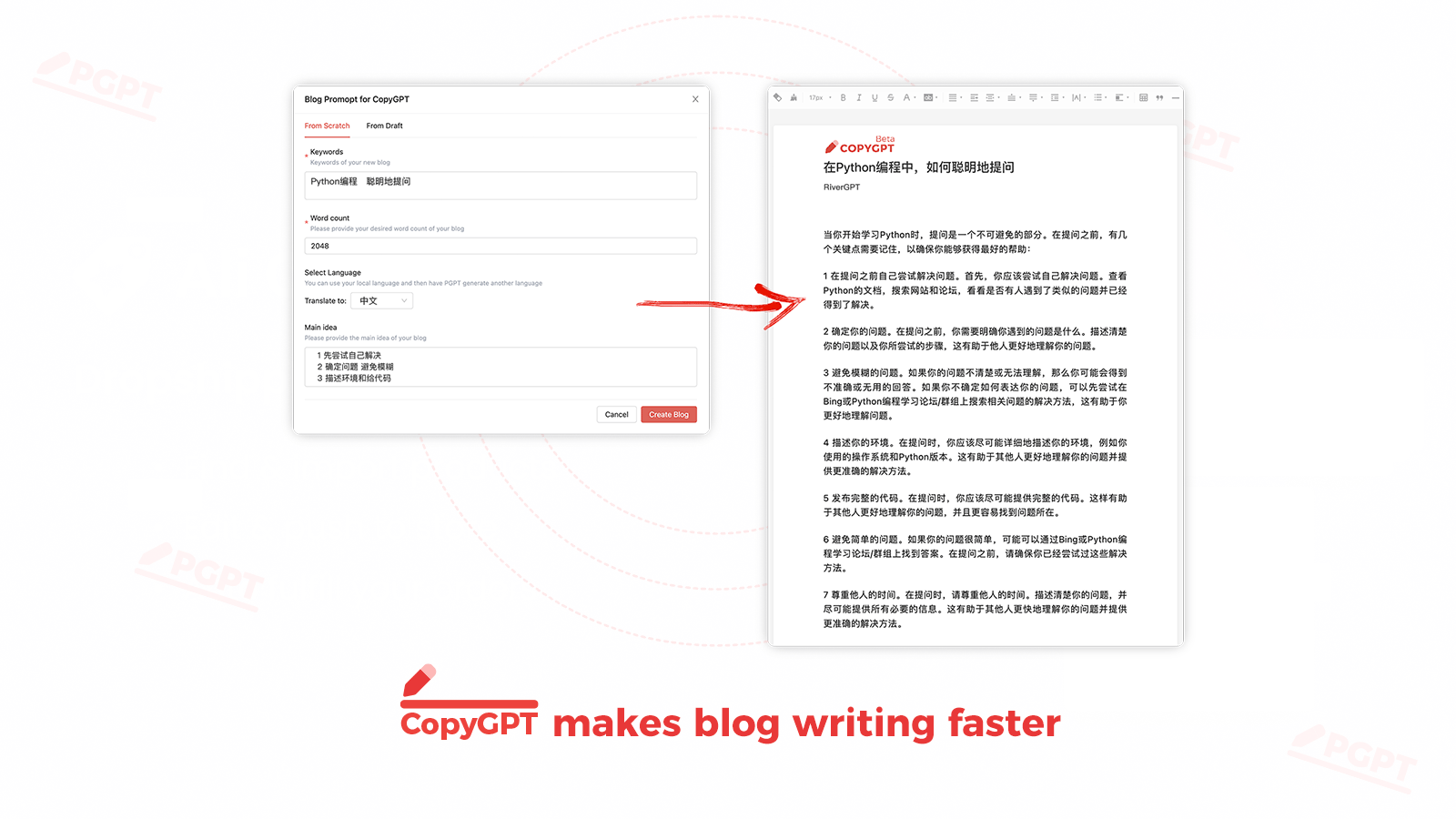 CopyGPT rend la rédaction de blogs plus rapide