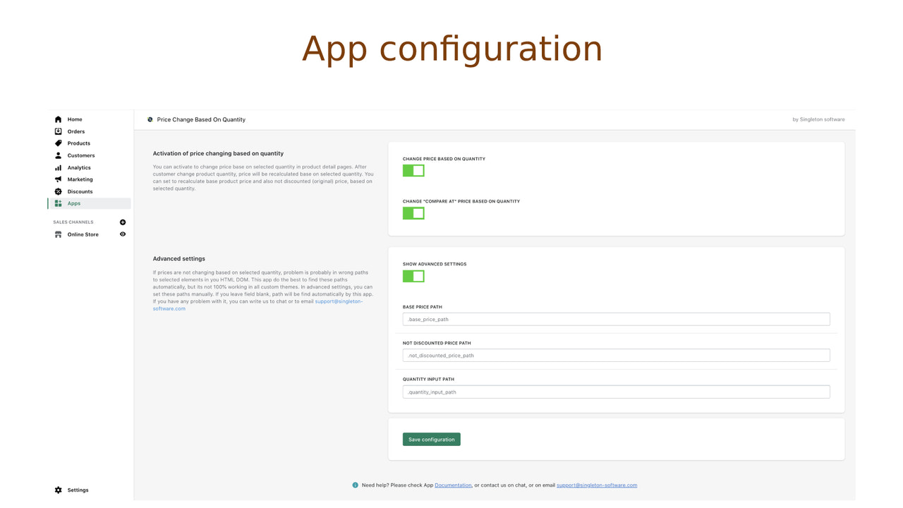 Configuration de l'application