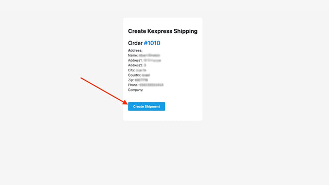 Crie remessas Kexpress com os dados do pedido do Shopify