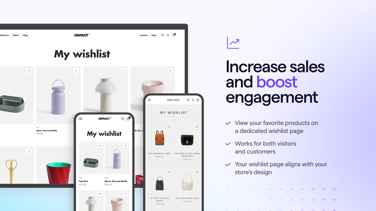 Stimulez l'engagement des clients dans votre boutique avec Wishlist Power.