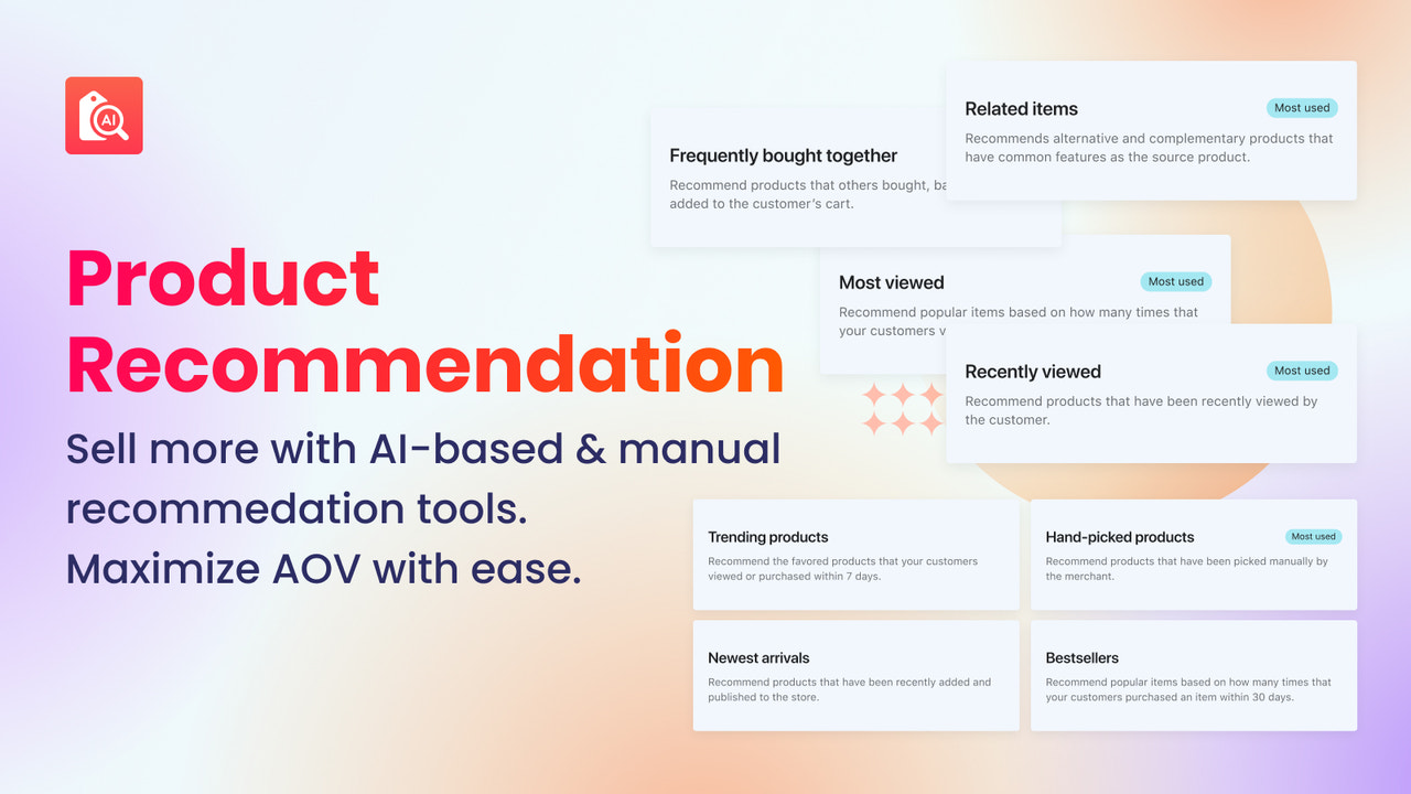 Les outils de recommandation de Shopify aident l'acheteur à élargir le panier avec facilité