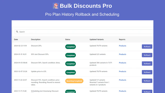 PRO PLAN - Prishistorik och återställning