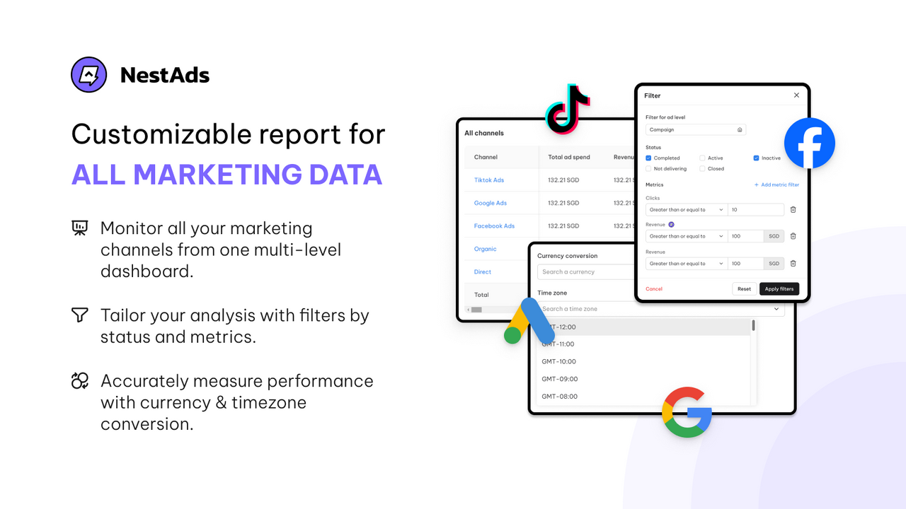 Relatório personalizável para todos os dados de marketing