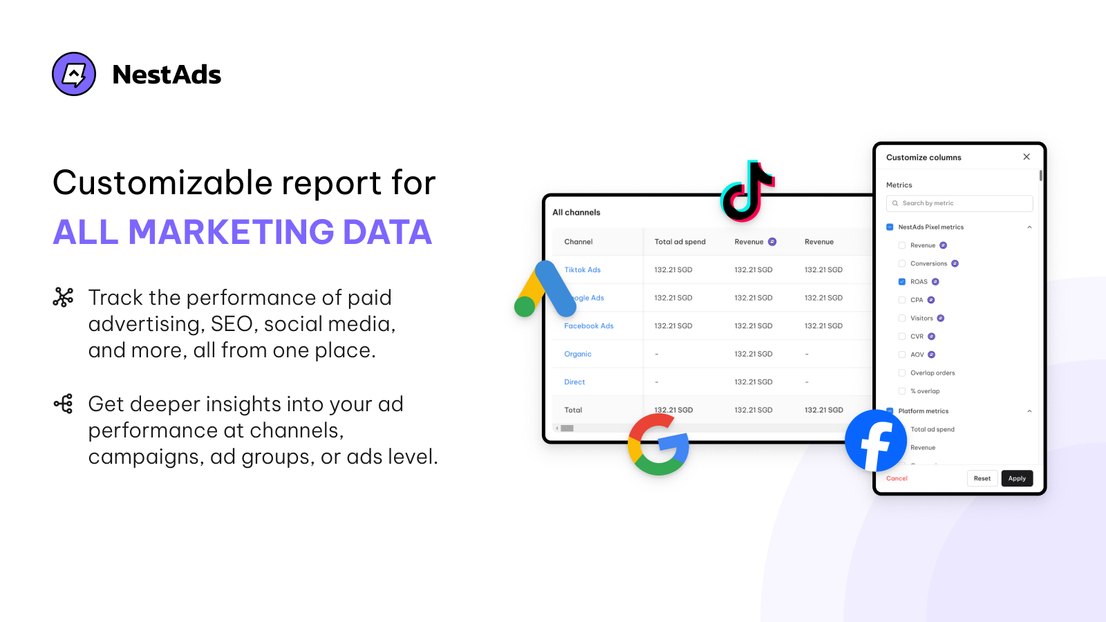 Informe personalizable para todos los datos de marketing