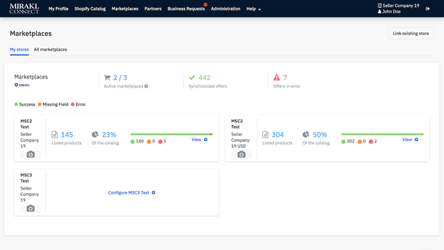 Zugriff auf Ihr Verkäufer-Dashboard bei Mirakl Connect.