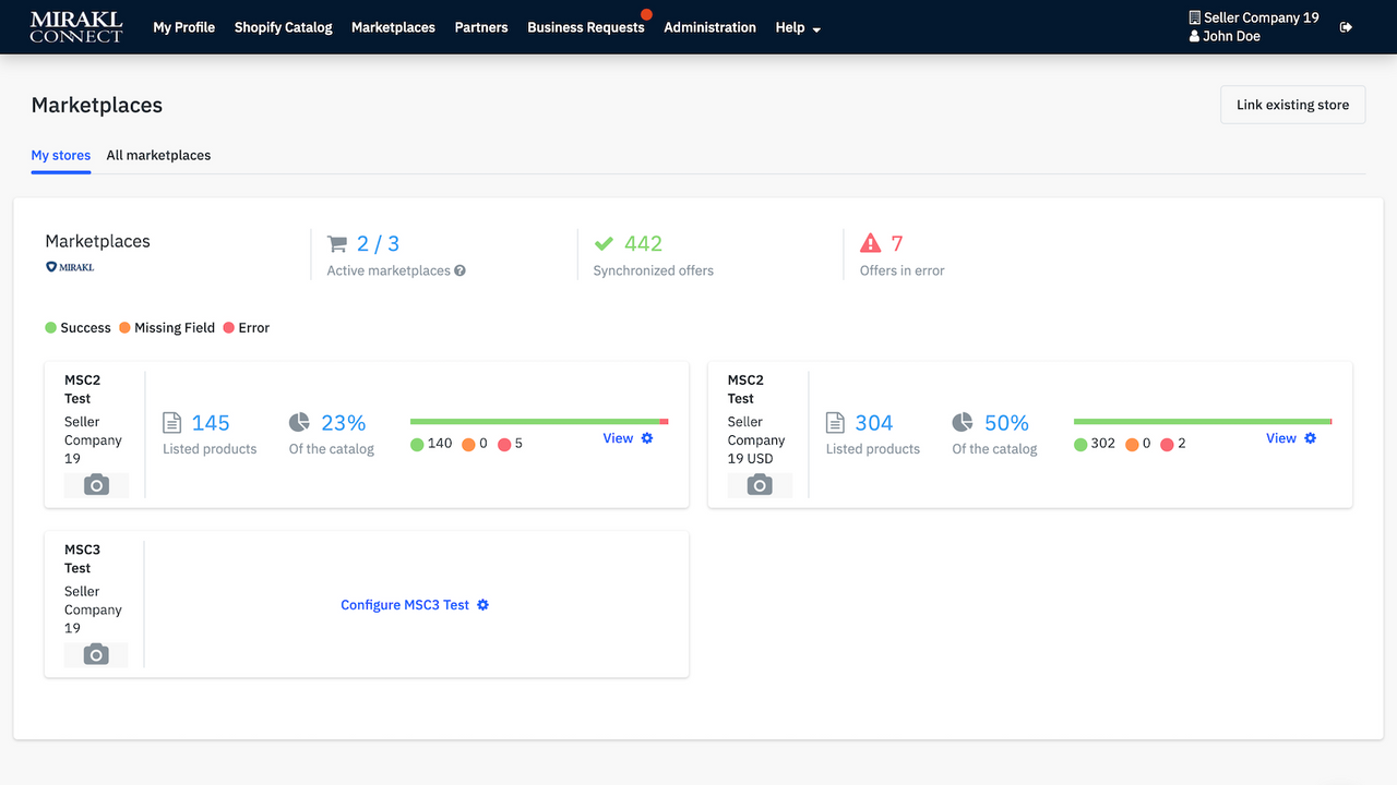 Access your seller Dashboard on Mirakl Connect.