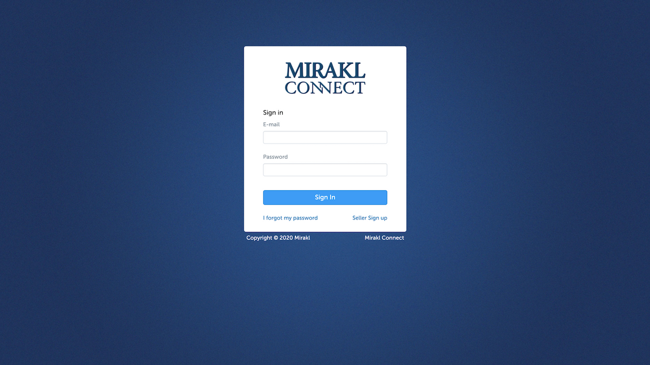 Melden Sie sich bei Mirakl Connect an, um auf Ihren Katalog zuzugreifen.