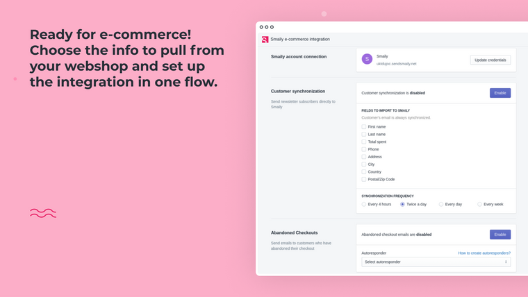 Smaily E‑Commerce Integration Screenshot