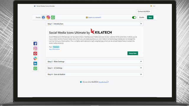 Social Media Icons Settings Page Steps