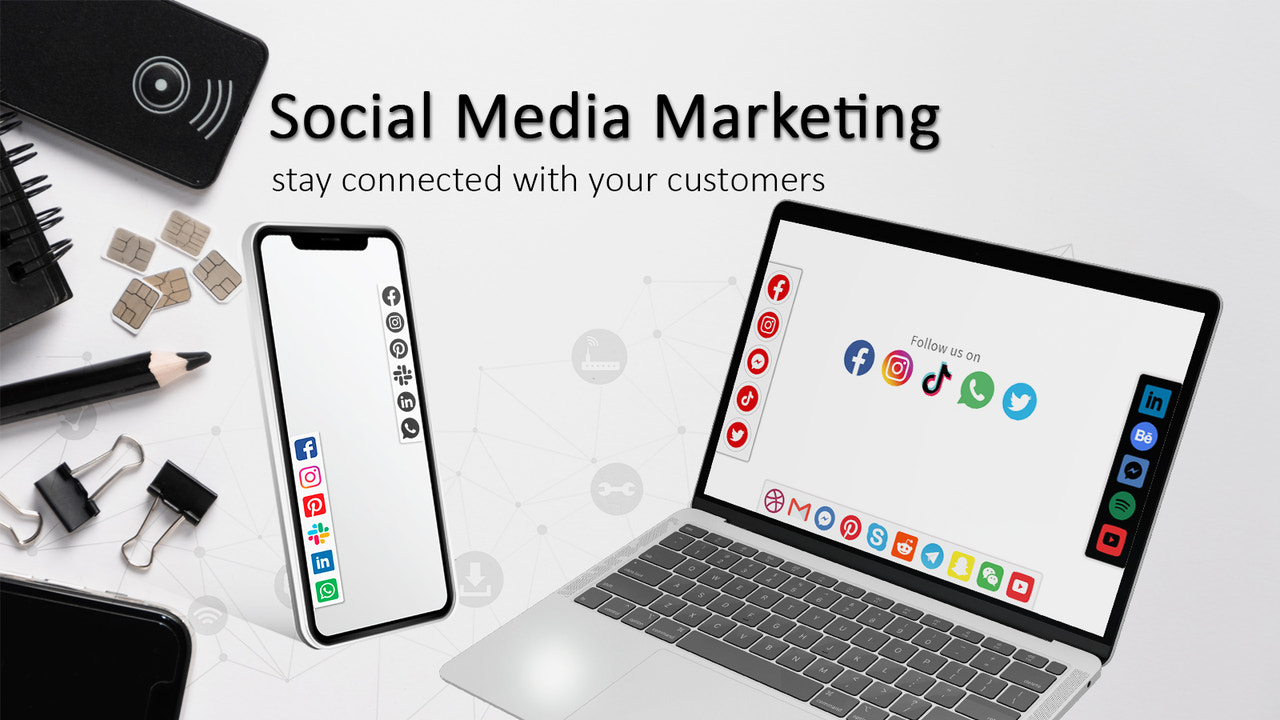Banner flutuante de ícones de mídia social com o melhor design