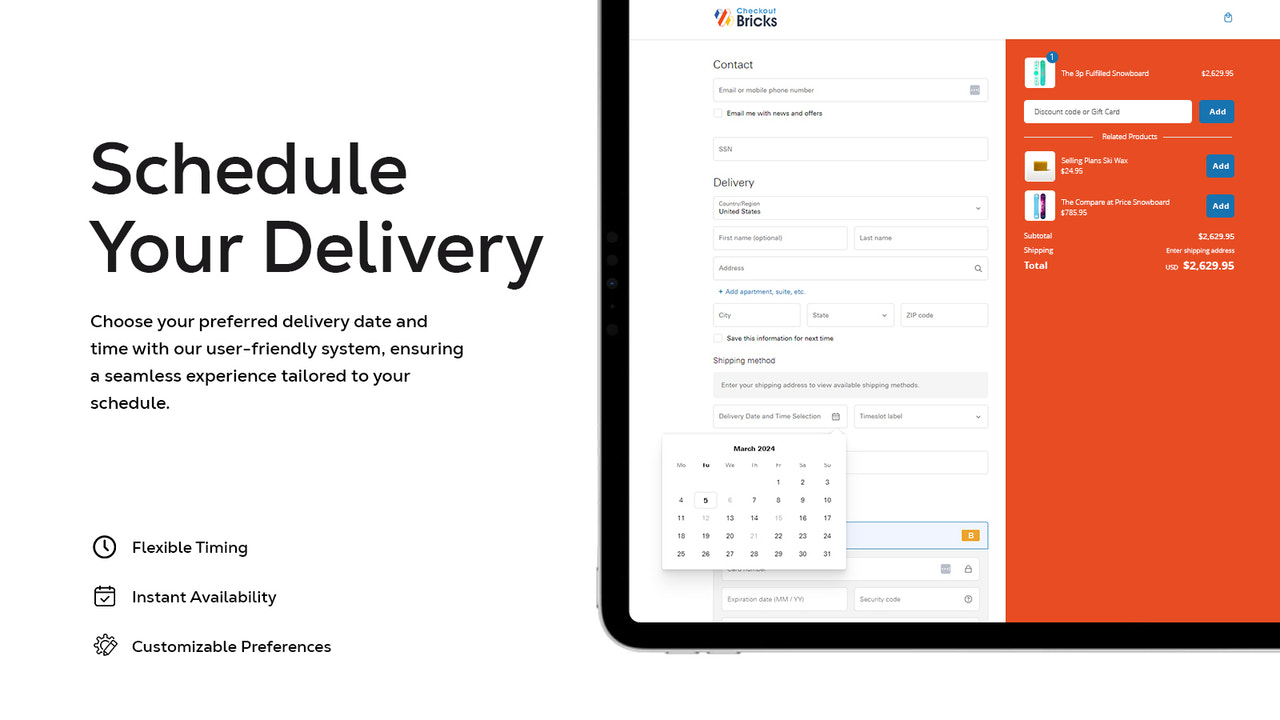 Delivery date & time picker