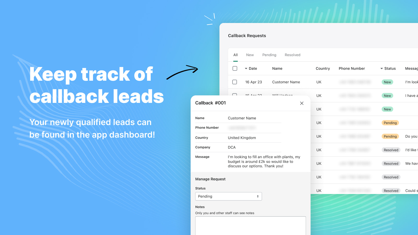 Showing the admin area, tracking the status of request