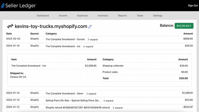Get order-level details for all of your Shopify sales