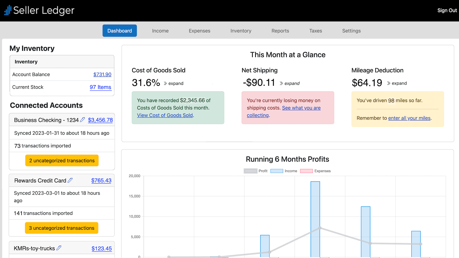 software de contabilidade simples para comerciantes do Shopify