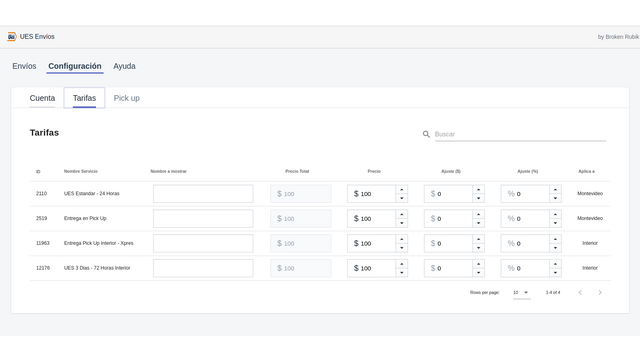 Configure as tarifas de seus envios de forma personalizada