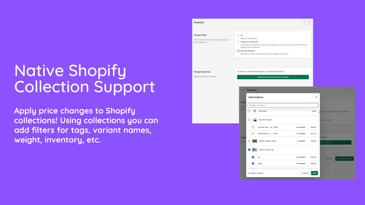 Suporta coleções nativas Shopify