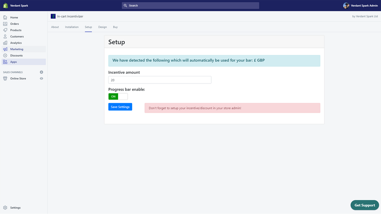 Controles de configuração simples