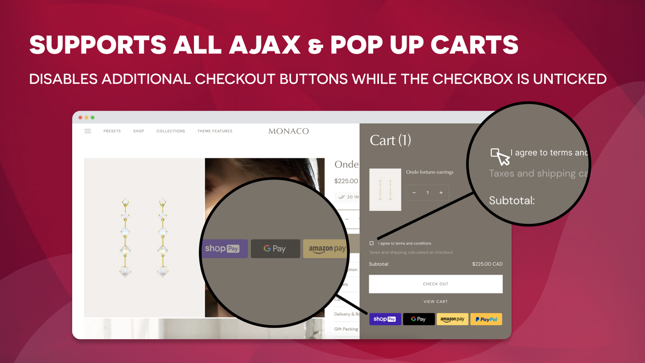 A store ajax cart page with the Terms and Conditions Checkbox