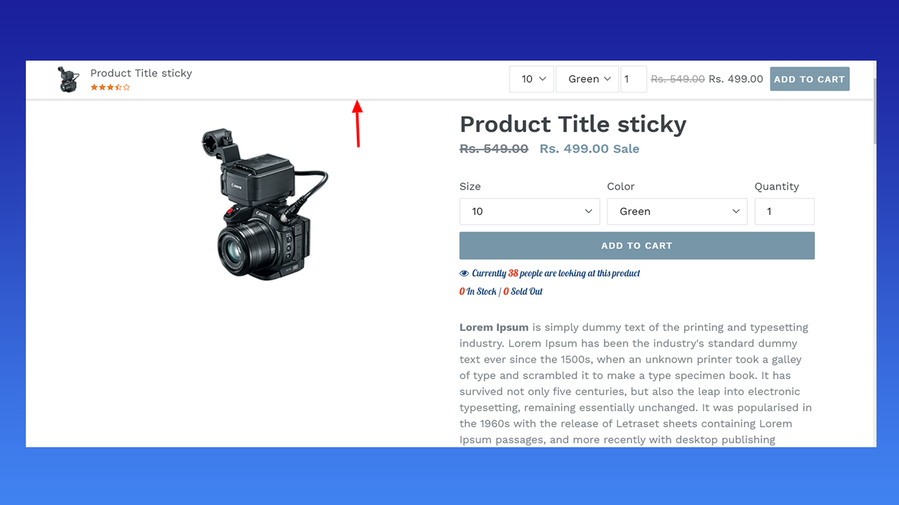 Barra Sticky add to cart en la parte superior