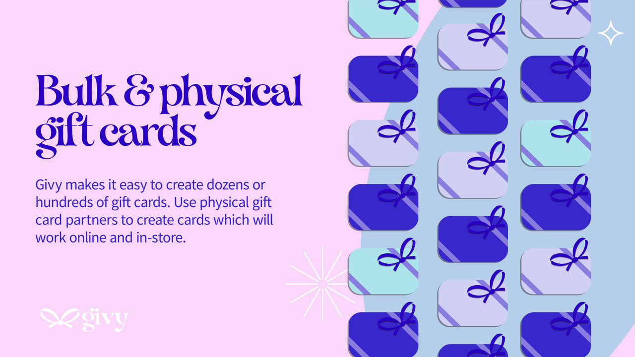 Bulk and physical gift cards - create in bulk, link to physical